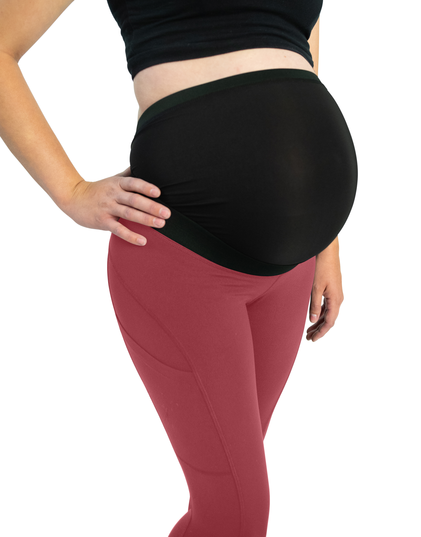 Mumberry® Dark Red Maternity Leggings with Over Belly Pregnancy Support