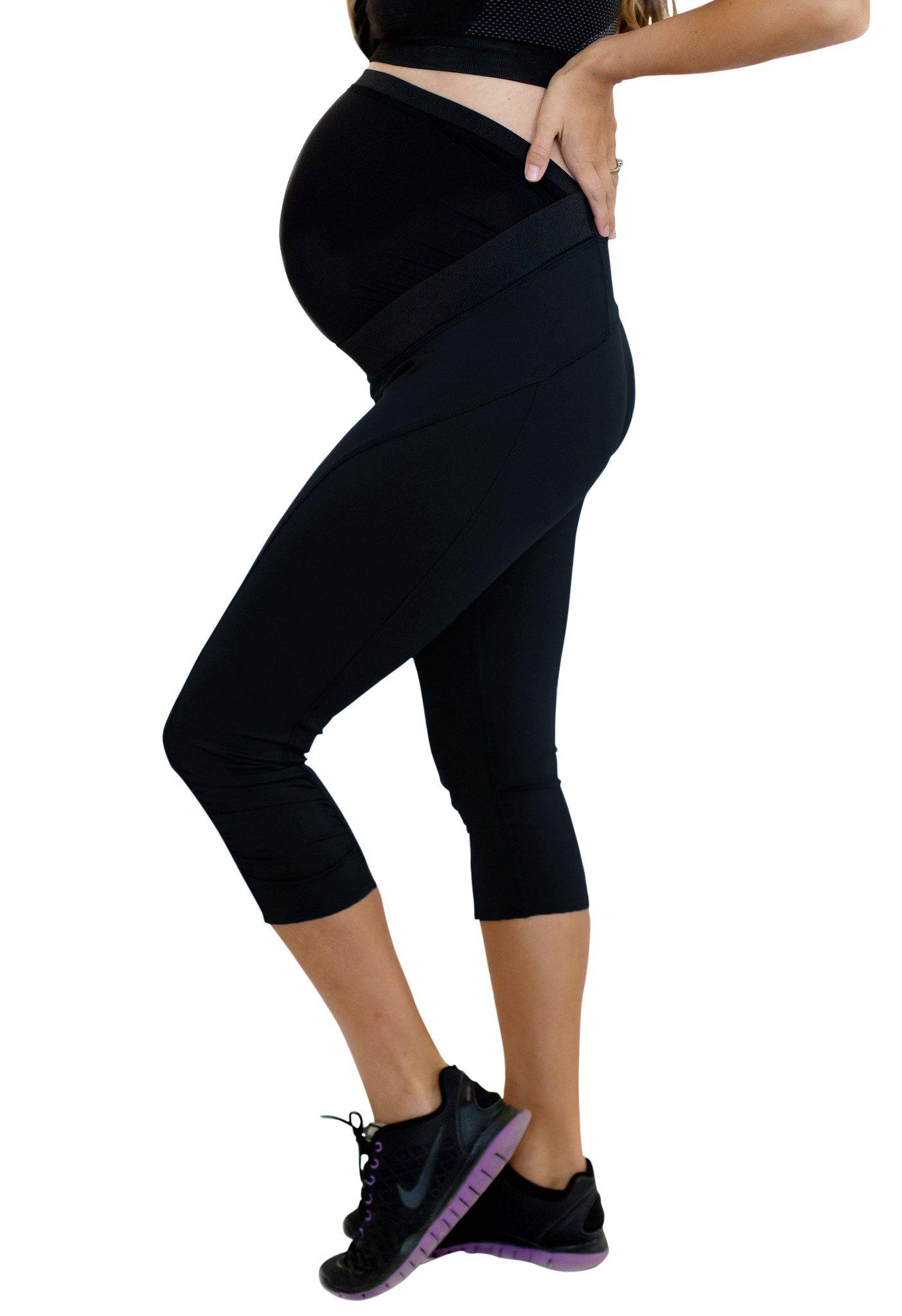 Ex Highstreet Womens Black Capri Sports Maternity Leggings